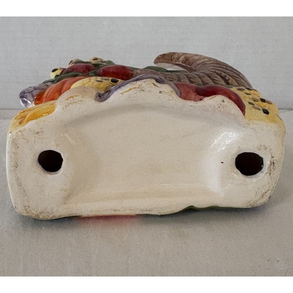 Thanksgiving Theme/ Fall Ceramic Cornucopia Napkin Holder Fruits and Vegetables - Picture 5 of 14